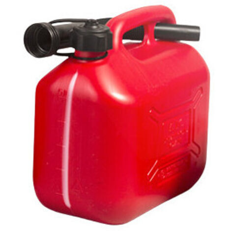 Sodise – Bidon pour voiture 5 litres en plastique – Certifié pour stockage essence et gazole – Entonnoir inclus pour remplissage facile (1/6)