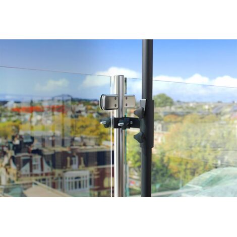 Support de parasol de jardin à fixation verticale pour balustrades rondes - noir platine Homms (1/3)