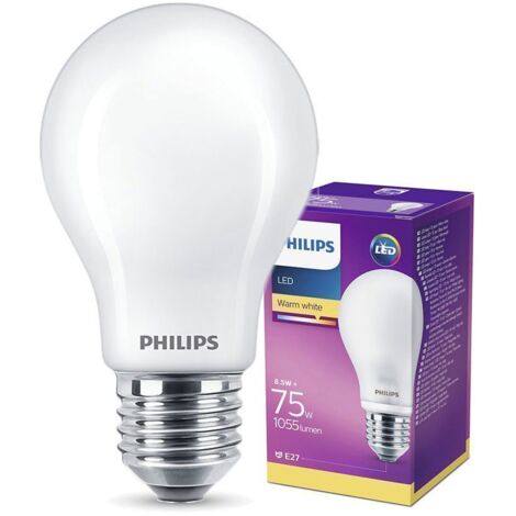 Ampoule LED classic en verre E27 8,5W 2700K A60 chaud Philips (1/4)