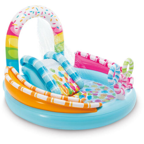 Intex – Aire de jeux gonflable Candy Zone – Dimensions 170 x 168 x 122 cm – Charge max 54 kg – Toboggan et jeux de lancer inclus (1/8)