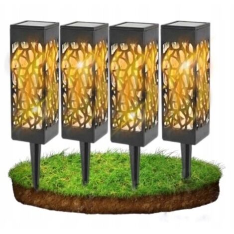 Lampe solaire, à incrustées, couleur chaude, POUR LE JARDIN, LOT DE 4, lanterne (1/5)