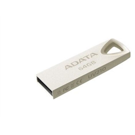 Clé USB 2.0 ADATA UV210 64 Go, construction en métal argenté, garantie 60 mois (1/3)