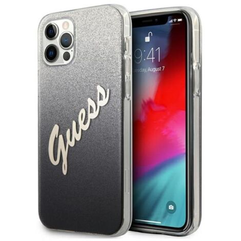 Coque rigide noire à paillettes dégradées Guess GUHCP12MPCUGLSBK pour iPhone 12/12 Pro 6,1 (1/4)