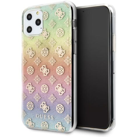 Coque rigide multicolore Guess GUHCN58PEOML pour iPhone 11 Pro, motif pivoine irisée 4G
