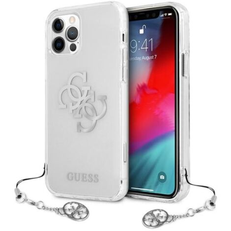 Coque rigide transparente Guess GUHCP12LKS4GSI pour iPhone 12 Pro Max 6,7 pouces, collection de breloques argentées 4G (1/4)