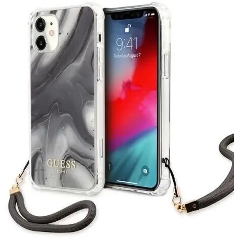 Coque rigide grise/grise Guess GUHCP12SKSMAGR pour iPhone 12 mini 5,4 pouces, Collection Marbre (1/5)