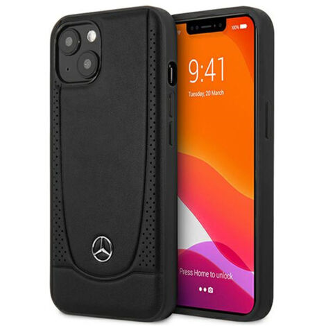 Étui rigide en cuir noir/noir Mercedes MEHCP15MARMBK pour iPhone 15 Plus / 14 Plus 6,7 pouces, style urbain