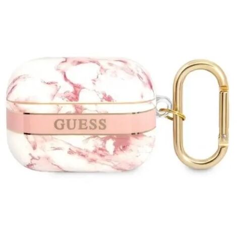 Collection Guess guaphchmap Coque AirPods Pro rose/rose avec bracelet en marbre (1/5)