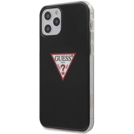 Coque rigide noire/noire Guess GUHCP12MPCUCTLBK pour iPhone 12/12 Pro 6,1 pouces, collection Triangle (1/4)
