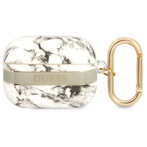 Coque Guess guaphchmag pour AirPods Pro, collection Marble Strap, grise/grise (1/3)