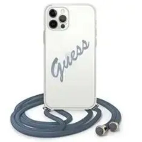 Coque rigide bleue/bleue Guess GUHCP12LCRTVSBL pour iPhone 12 Pro Max 6,7 pouces, style vintage. (1/3)