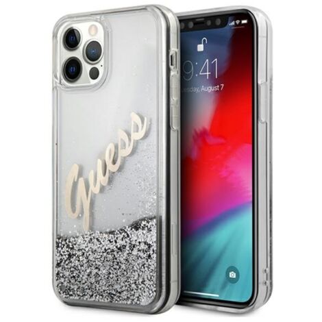 Coque rigide argentée à paillettes style vintage Guess GUHCP12LGLVSSI pour iPhone 12 Pro Max 6,7 pouces (1/4)