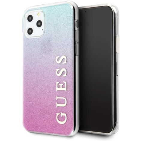 Coque rigide Guess GUHCN65PCUGLPBL pour iPhone 11 Pro Max, rose/bleu, à paillettes dégradées (1/4)