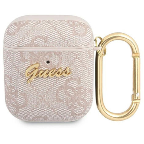 Coque Guess GUA24GSMP pour AirPods 1/2, rose/rose, collection Script en métal 4G (1/3)