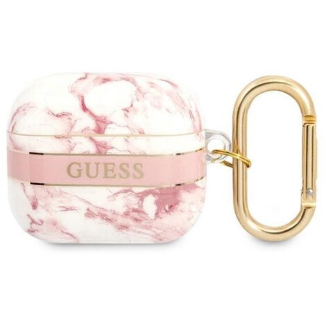 Guess GUA3HCHMAP Coque AirPods 3 Bracelet en marbre rose Collection (1/3)
