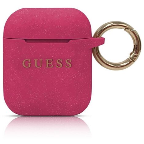 Guess guaccsilglfu Coque AirPods 1/2 fuchsia/fuchsia Silicone Paillettes (1/2)