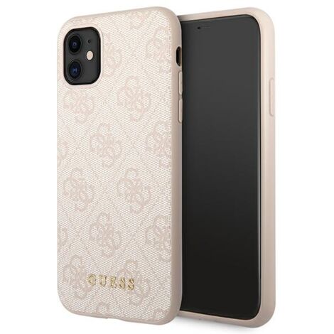 Coque rigide rose Guess GUHCN61G4GFPI pour iPhone 11/Xr 6.1 avec logo doré en métal 4G (1/4)