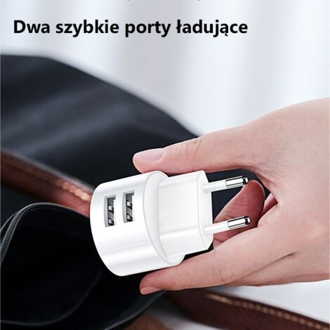Chargeur Usams 2xUSB T20 2.1A rond (tête uniquement) blanc Charge rapide CC80TC01 (US-CC080) (1/3)