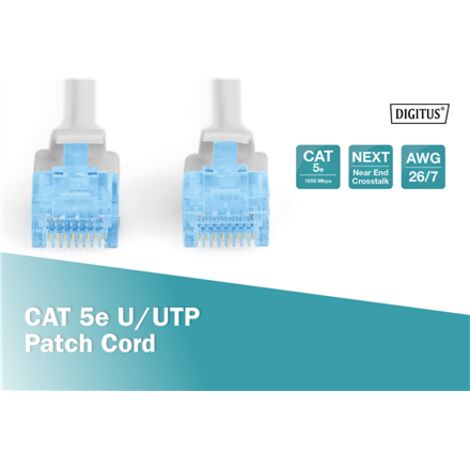 Digitus CAT 5e Câble de brassage Paire torsadée non blindée (UTP) Mâle RJ-45 Mâle RJ-45 Gris 0,5 m (1/3)