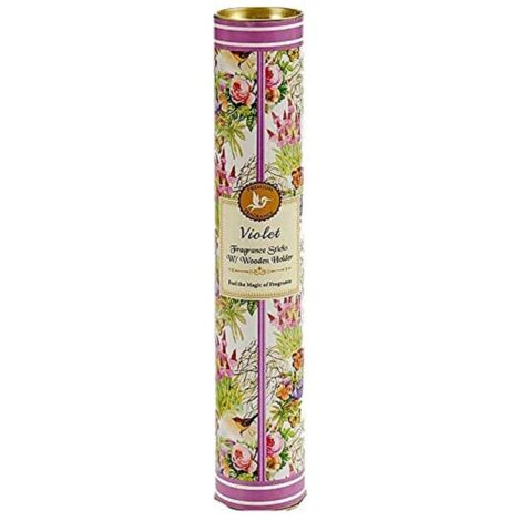 Ensemble de bâtonnets d'encens en boîte métallique - Violettes (12 x 30 pièces) + support (1/2)