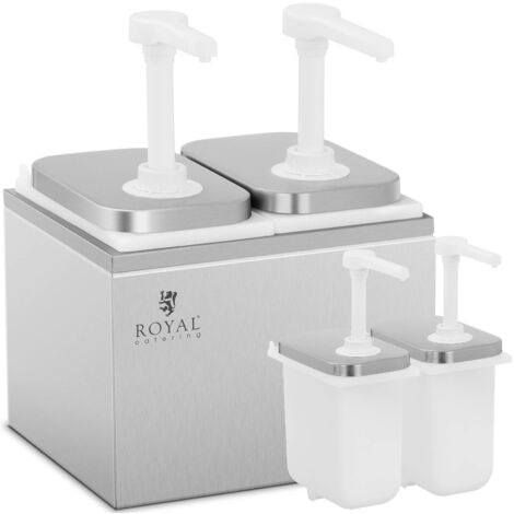 Royal Catering – Distributeur de sauce double 2 x 2 l – Acier inoxydable – Pompe pour dosage précis – Idéal pour cantines et restaurants (1/5)
