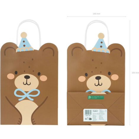 Sac cadeau ours en peluche 18x29x10,5 cm 1 pc. (1/3)