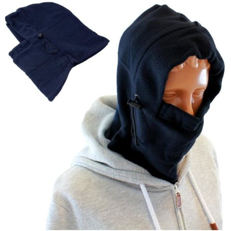 cache-cou, bonnet, écharpe, cagoule polaire, bleu marine (1/3)