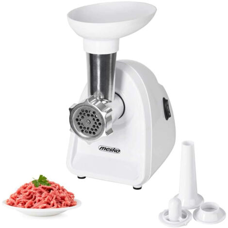 Hachoir à viande Mesko MS 4809 Blanc 350 W Nombre de vitesses Débit (kg/min) Tamis moyen tamis à viande hachée tamis à pavot poussoir poussoir à saucisses (1/5)