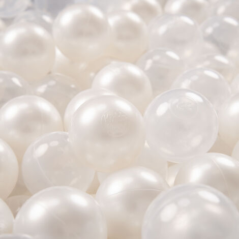 ZK6-10-500 KiddyMoon Balles en plastique 6 cm nacrées transparentes, lot de 500 balles de 6 cm (1/3)