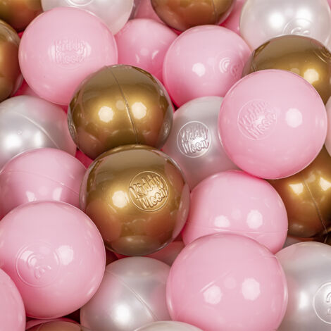 KiddyMoon 200 ∅ 7Cm Balles Colorées Plastique Pour Piscine Enfant Bébé Fabriqué En EU, Rose Poudré/Perle/Or (1/5)