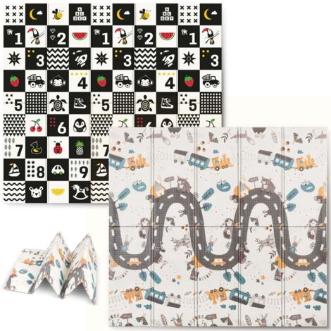 Tapis éducatif pliable en mousse 200 x 180 cm – Double face épais et résistant – Antidérapant – Facile à nettoyer et à ranger - NK-340 (1/5)