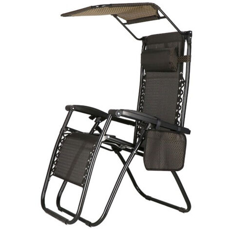 SPRINGOS Fauteuil d'été inclinable Chaise longue de jardin Repose-pieds 67 x 110 cm Chaise longue de plage avec appui-tête Porte-gobelet Pare-soleil (1/5)