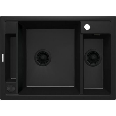 Évier en granit magnétique, 1,5 cuve, noir, noir ZRM N503 (1/4)