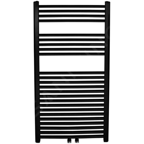 Radiateur de salle de bain TYPE 450X1600 droit noir avec raccord 50 mm (1/2)