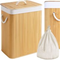 Panier à linge pliable en bambou, jouets, sous-vêtements, grand rangement