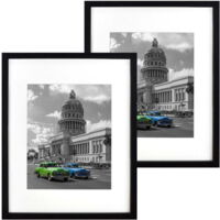 Lot de 2 cadres photo basiques 28x35 avec passe-partout 20x25, cadre noir