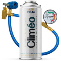 Climeo réfrigérant écologique R134a 400 ml – Flexible avec manomètre pour climatisation automobile – Entretien facile et rapide