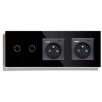 INTERRUPTEUR DOUBLE TACTILE 2K + 2x PRISE USB-C INTERRUPTEUR EN VERRE