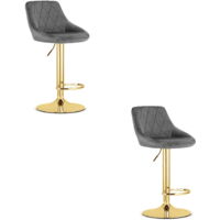 Tabouret KAST - velours gris / base dorée x 2
