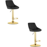 Tabouret KAST - velours noir / base dorée x 2
