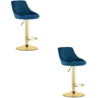 Tabouret KAST - velours bleu marine / base dorée x 2
