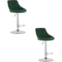 Tabouret KAST - velours vert / piètement chrome x 2