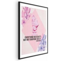 Affiche - Confucius sur la beauté - buste rose orné de fleurs et d'une citation