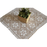 Napperon carré en dentelle blanche 60x60 cm, carré blanc, en coton crocheté
