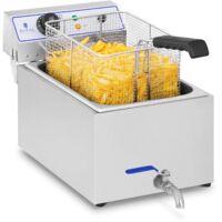 Royal Catering – Friteuse professionnelle 17L 3000W avec robinet – Acier inoxydable – Zone froide pour sécurité – Idéale pour fritures de poisson et viande