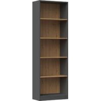 Étagère bibliothèque R60 – Panneaux stratifiés robustes – Hauteur 180cm – Largeur 80cm – Couleur anthracite – Pour rangement livres et classeurs – Artisan