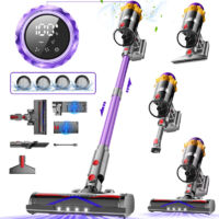Aspiradora sin cable morada – 65000 Pa – 70 min de autonomía – 3 velocidades – pantalla táctil – diseño autoportante – depósito de 1,8 L – apta para pelos de mascotas – escoba eléctrica potente