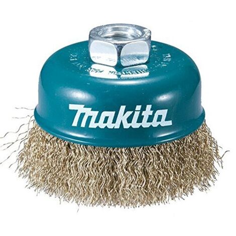 Makita D-39780 D-39780-Cepillo alambre 90 mm insercion m14 con Forma Copa ondulada de Acero latonado 0,3 mm, Multi-Colour
