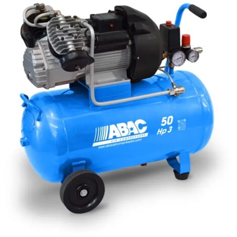 Abac – Compressore aria lubrificato 50L 3HP – Potenza 2200W – Flusso d'aria 355L/min – Pressione massima 10 bar – Sistema bicilindrico a V (1/5)