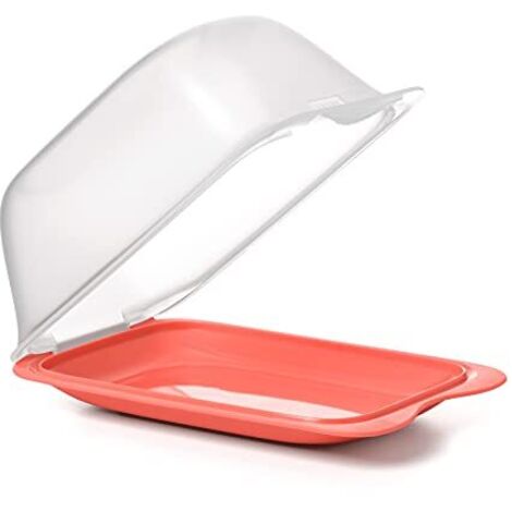 Contenitore Alimenti TATAY 2,5 L – Barattolo Cucina Trasparente Con Chiusura Ermetica, Impilabile, Senza BPA E Lavabile In Lavastoviglie – 9x15,5x29 Cm, Rosso